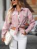 New Casual And Fashionable Loose Checkered Pocket Shirt For Women. No Interior Or Other Accessories_ecoleips.com