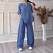 Summer Women's 2 Piece Set Cotton Linen Shirt And Loose Pants High Waist Plus Size New Arrival_ecoleips.com