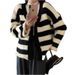 Soft, Mid-Length Cardigan With Striped Pattern And Contrasting Colors For Autumn/Winter A Comfortable, Loose-Fitting S_ecoleips.com
