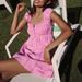 Simple Solid Color Button High Waist A-line Dress Casual Pocket Backless Dress 2026 Women Square Neck Short Sleeved Beach Dress_ecoleips.com