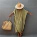 Women's Solid Color Rayon Beach Sun Protection Shirt European American Style Loose Fit plus Size Belted Vacation Dress Bikini Cover up_ecoleips.com