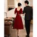 Bride's Toast 2026 New Spring Style For Petite Pregnant Women Wedding Engagement Wine Red Dress Evening Gown_ecoleips.com