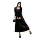 Autumn New Korean Fashion Flocked Camisole Black Cardigan Two-Piece Set Maternity Dress_ecoleips.com