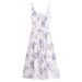 UC&ZA Cross-border European And American Women's Clothing Summer New French Square-neck Waist-cinching Printed Strap_ecoleips.com