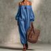 Women's Clothing Women's Solid Color Cotton Linen Jumpsuit Off-Shoulder Long Sleeve Loose Casual Harem Pants Summer_ecoleips.com