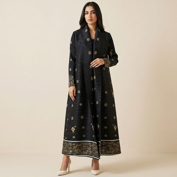 Middle Eastern Saudi Arabia Clothing, Dubai, Indonesia, Long-sleeved Cardigan, Long Robe, Pleated Plus-size Dress For_ecoleips.com