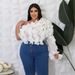 Women's Clothing Oblique Shoulder Style Ruffled Mesh T Shirt_ecoleips.com