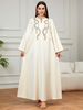 Elegant Beaded Embroidered Long Robe Women's Loose Ethnic Style Dress Fashionable Graceful Foreign Trade Skirt_ecoleips.com