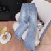 Women’s Clothing Light Blue Hot Diamond Flared Jeans For Women Spring New Elastic Slim All Match Flared Horseshoe Trousers_ecoleips.com