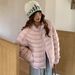 girl Girl 2025 Winter New Puff Cloud Feel Ribbed Jacket For Women Loose Warm Short Small Size 90 Down Coat_ecoleips.com