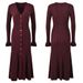 Women's Clothing Waist Long Skirt Female Gold Line V Neck Gold Button Single Breasted Skirt 2024 Autumn And Winter New Ladies Slim Knitted Skirt_ecoleips.com