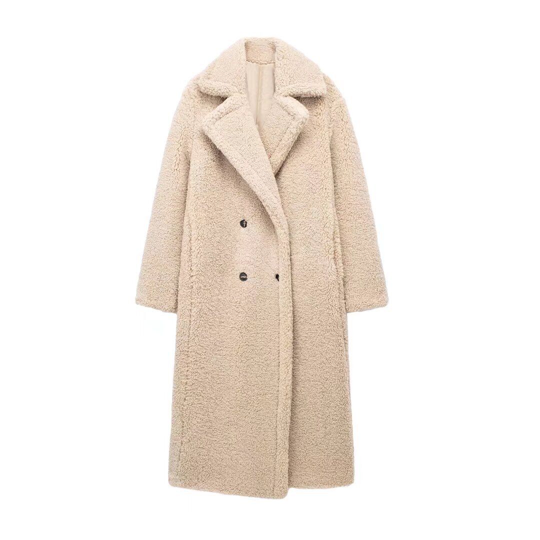 Premium Double-Breasted Wool Coat – Thickened Fleece-Lined Winter Overcoat For Men & Women (Black, Khaki, Brown)_ecoleips.com