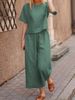 plus Size Casual Sportswear Set Loose Fitting Short Sleeved Solid Color Fashion For Spring And Autumn_ecoleips.com