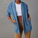 Trendy Washed Denim Blazer For Women – Oversized Boyfriend Jacket With Notched Lapel, Street Style Blue Blazer_ecoleips.com