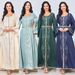 Women's Clothing Modest Evening Dress Elegant Plus-Size Abaya Dress – Embellished Maxi Gown With Flared Hem (Beige/Green/Blue, S-XXL)_ecoleips.com