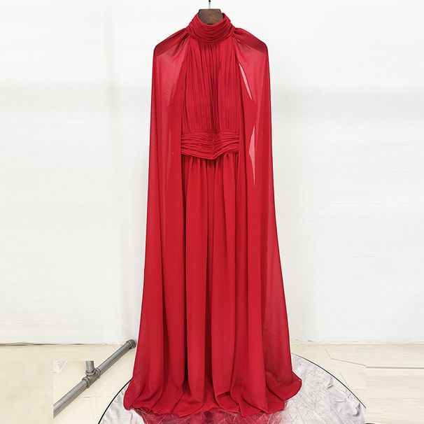Women's Clothing Spot Summer New Star Fashion Elegant Chiffon Pleated Long Skirt Dress Long Dress_ecoleips.com
