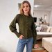Essential Solid Color Knit Sweater - Women's Oversized Pullover With Comfortable Core-Spun Yarn (Olive Green, S-Xxl)_ecoleips.com
