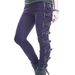 Women's Punk Style Skinny Jeans High Elasticity Side Cross Tie Up Eyelets Studded Clothing For Girls_ecoleips.com