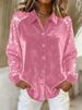 K Ladies' Sequined Sleeve Patchwork Long Sleeved Velvet Loose Shirt Top_ecoleips.com