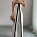 Voya Recommend! Women's 2026 Summer New Suspender Waist Cinching Slim Fit Contrasting Color Dress And Pants Set_ecoleips.com