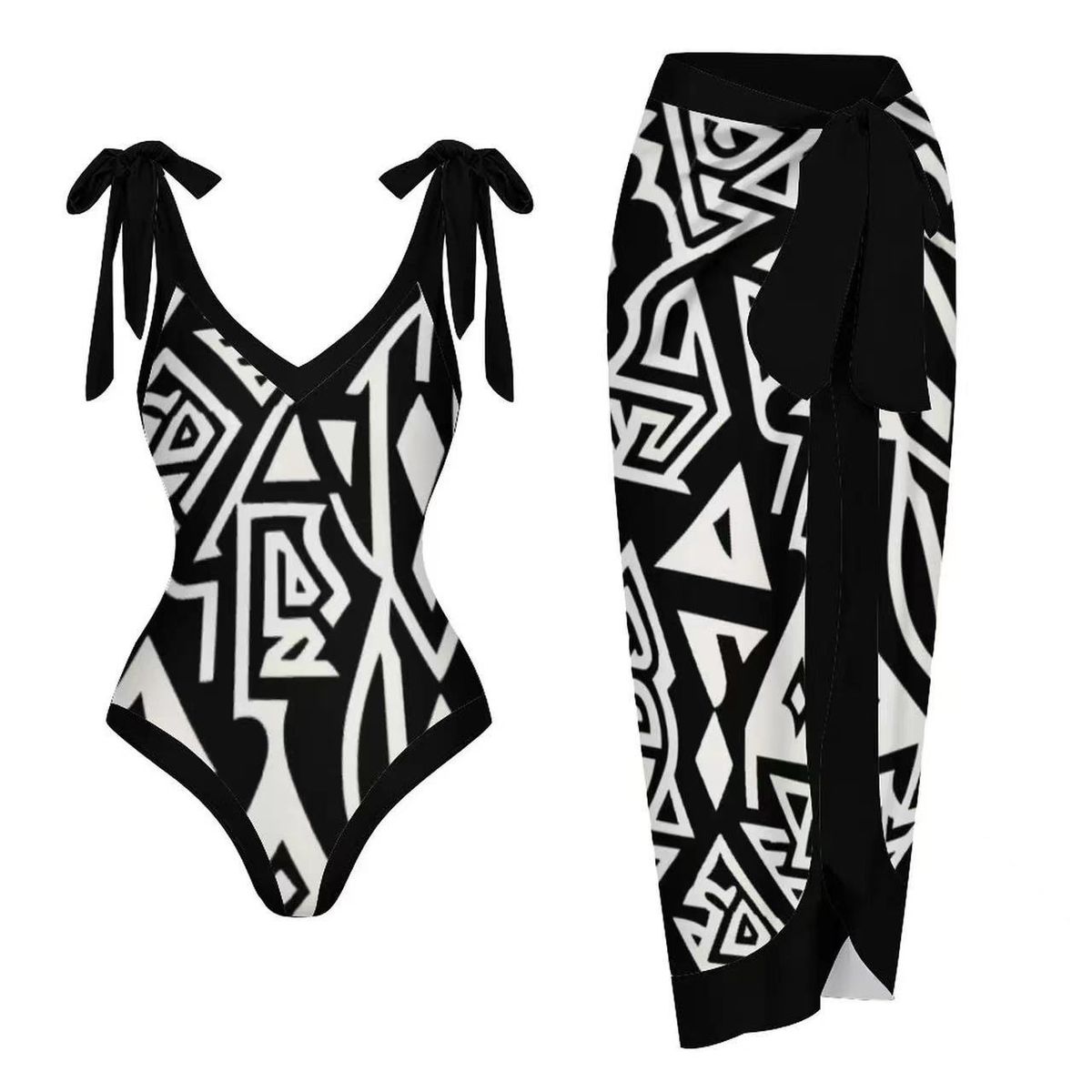 Women's Clothing New Two Piece One Piece Gauze Skirt Swimsuit Multi Color Printing Conservative Sun Protection Swimsuit_ecoleips.com