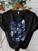 European And American Cross-border Foreign Trade Clothing, Shell Heart Pattern Round Neck Printed Women's Short-sleeve_ecoleips.com