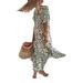Women Elegant Printed Short Sleeve V Neck Maxi Dress Casual Summer Vacation Long Dress_ecoleips.com