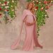 Elegant Maternity Maxi Dress With Tailored Fit - Soft Pink Polyester Fish Hem Dress For Expecting Mothers (Sizes S-XL)_ecoleips.com