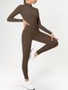 K Zipper Nude Long Sleeved Yoga Jumpsuit, High-strength Long Pants, Fitness Sports Tight Jumpsuit_ecoleips.com