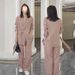 Women's Plus Size Spring Suit Set - Elegant Fly Sleeve Blouse & Trousers 3-Piece Outfit (with Camisole) For Office Casual, M-4XL (Black/Navy/Pink)_ecoleips.com
