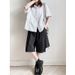 Black Women's Pants In Japanese Yamamoto Dark Style, Double-layer Shorts, Casual Mid-length Trendy Cool Wide-leg Pants,_ecoleips.com