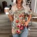 Summer Printed Short-Sleeved V-Neck Women's Clothing Trend, Half-Sleeved With High-Quality Elasticity_ecoleips.com