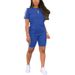 Women's Clothing Summer Women's Patch Top And Shorts Set Round Neck Short Sleeved Style Design For Formal & Casual For Women_ecoleips.com