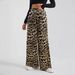 Voya Women's European And American Retro Chic Leopard Print Wide-leg For Women, Spring/summer High Loose-fitting Long With A Windbreaker Pants
_ecoleips.com