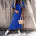 Women's Clothing Russian Spring And Summer New Short Sleeved Dress Solid Color Casual_ecoleips.com