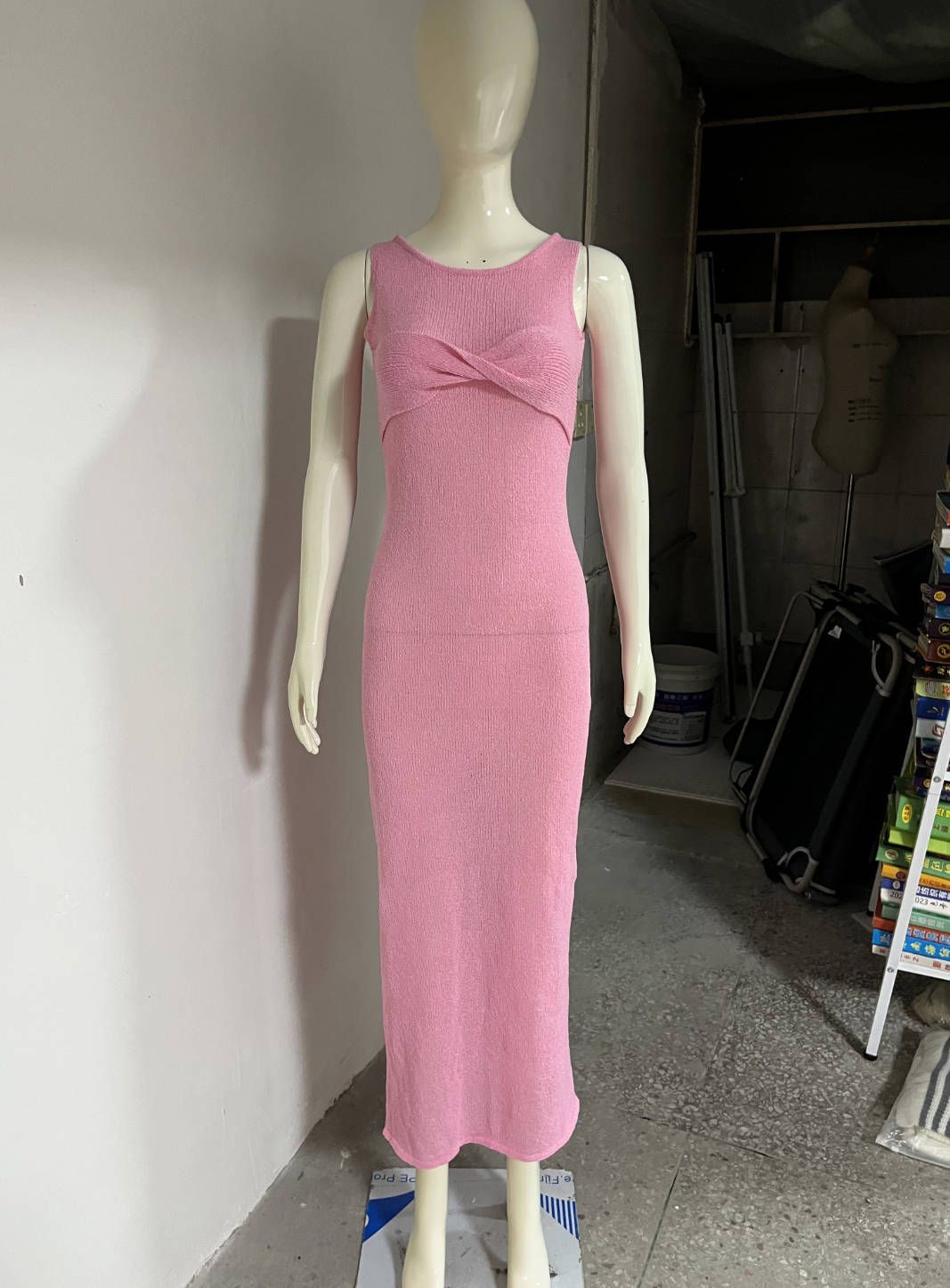 Women's Clothing Round Neck Knitted Solid Color Beach Summer Dress_ecoleips.com