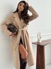 Women's Long Sleeved Lapel Tie Wrap Wool Coat Solid Color Autumn Winter Outerwear Independent Website Bestseller 2025 Wish_ecoleips.com