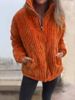 Women's Corduroy Stand Collar Long Sleeve Short Pocket Jacket - Autumn Winter Casual Outerwear (Orange, Navy, Green, Black, Gray, Brown, Blue, Red)_ecoleips.com