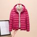 Women's Lightweight Down Jacket With White Duck Feather Filling, Slim Fit Short Puffer Coat For Winter, Fashionable Zipper Design_ecoleips.com