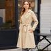 Elegant Trench Coat For Women - Slim-Fit Belted Long Coat With Pockets, Perfect For Autumn & Winter_ecoleips.com