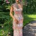 Internet Celebrity INS Style Sexy Slim Fitting Strap Printed Slim Fitting Long Dress Beach Vacation Backless Dress_ecoleips.com