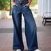 Women's Stretch Wide Leg Jeans - Classic Blue Denim Pants With Functional Pockets | Comfortable & Elegant For Work & Casual_ecoleips.com