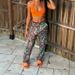 Women's Clothing Autumn New Fashion Leaf Print Straight High Waist Multi Color Overalls_ecoleips.com