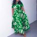 Women's Clothing New Fashion Temperament Lace Print Short Sleeved Large Swing Dress_ecoleips.com