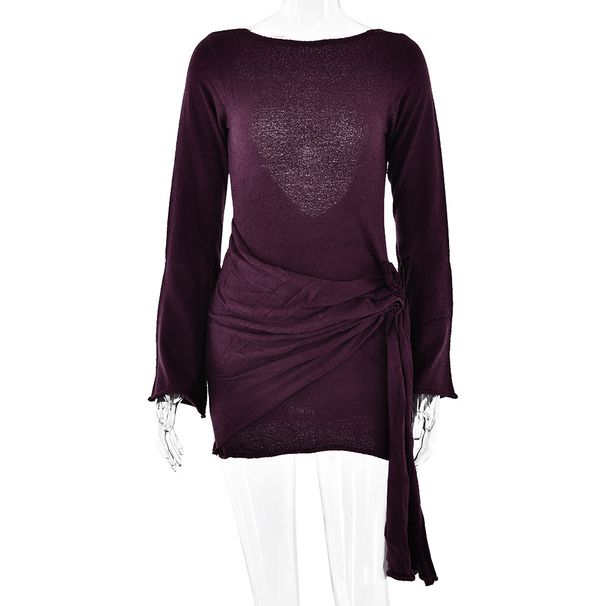 Fashion Women Long Sleeve Knitwear Dress Sexy Elegant Open Back Design Slimming Bodycon Casual Party Dress_ecoleips.com