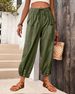 Suitable For All Seasons 2025 Trendy Loose High-Waist Button Cotton Linen Nine-Point Wide-Leg Women's Pants_ecoleips.com