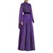 Women's Clothing Light Luxury Purple Dress Dress Niche Temperament Stand Up Collar Pleated Elegant Long Skirt For Women_ecoleips.com