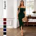 Women's Clothing Velvet dress elegant one-shoulder maxi dress_ecoleips.com