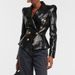 Women's Clothing Autumn And Winter New Style Black Pu Leather Shiny Shrug Slim Small Suit Waist Waist Temperament Jacket Top Trend_ecoleips.com