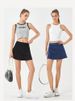 K New High Elasticity Fake Two Piece Cowboy Yoga Skirt For Women, High Waist And Slimming, Sports Outerwear Fitness Shorts_ecoleips.com